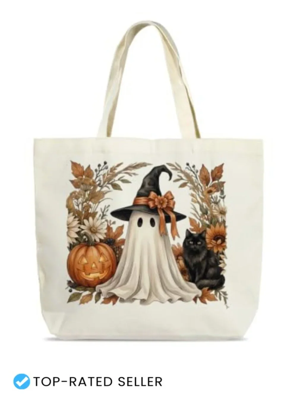 Autumn Canvas Tote Bag for Women, Reusable Shopping Work Bag